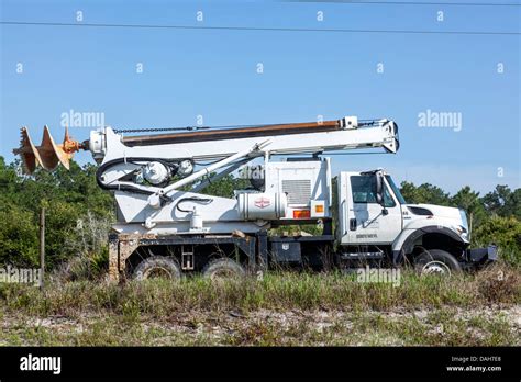 utility pole auger truck